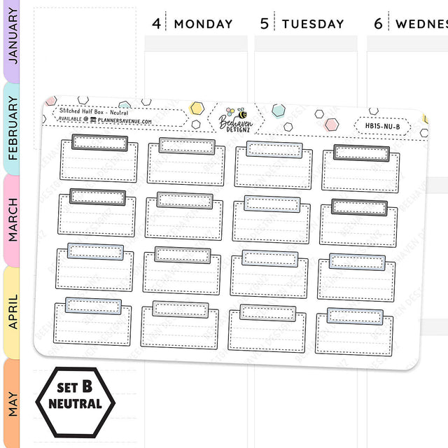 Stitched Half Box Planner Stickers