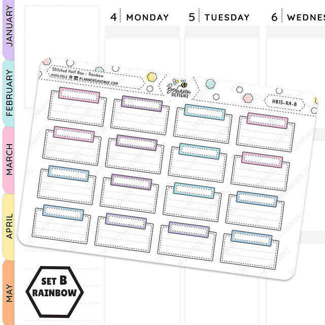 Stitched Half Box Planner Stickers