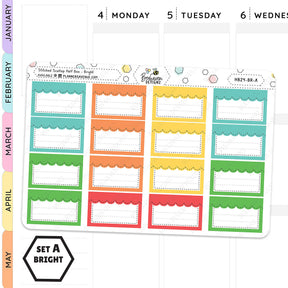 Stitched Scallop Half Box Planner Stickers