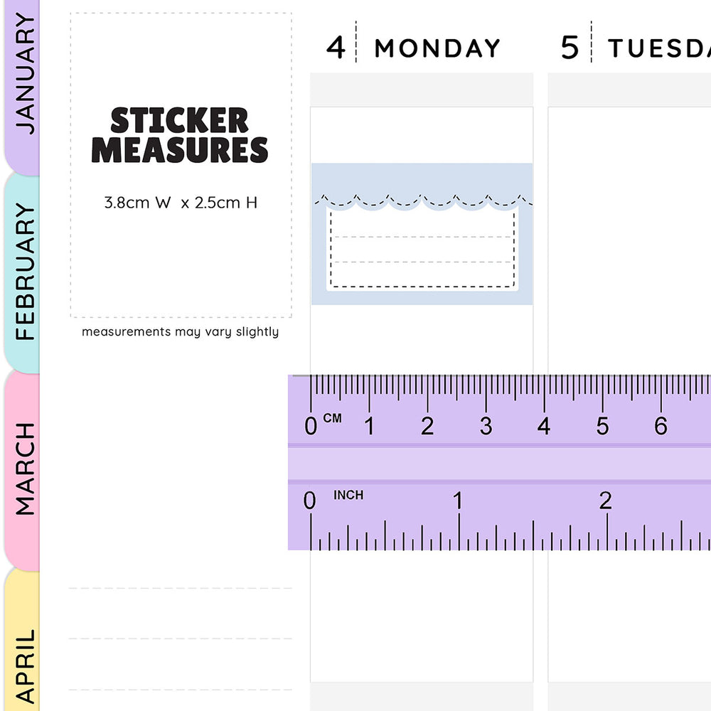 Stitched Scallop Half Box Planner Stickers