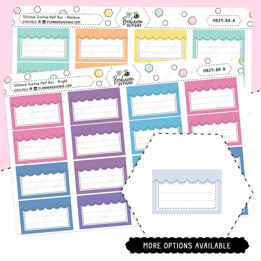 Stitched Scallop Half Box Planner Stickers