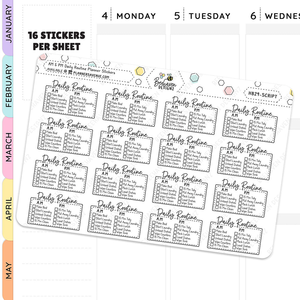 Script Style Text Daily Routine Planner Stickers