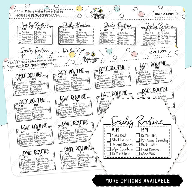 Daily Routine Script Box Planner Stickers