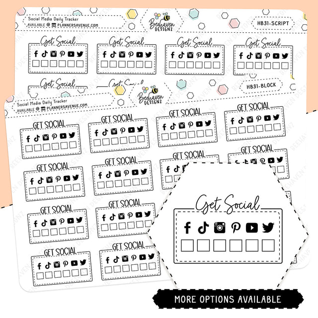 Social Media Check Box Planner Stickers