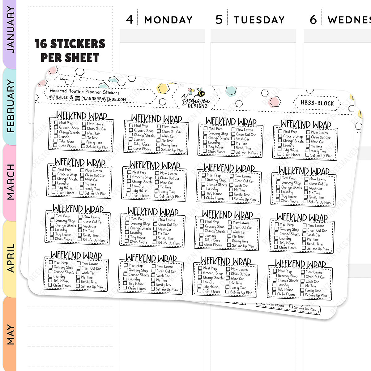 Weekend Routine Script Box Planner Stickers