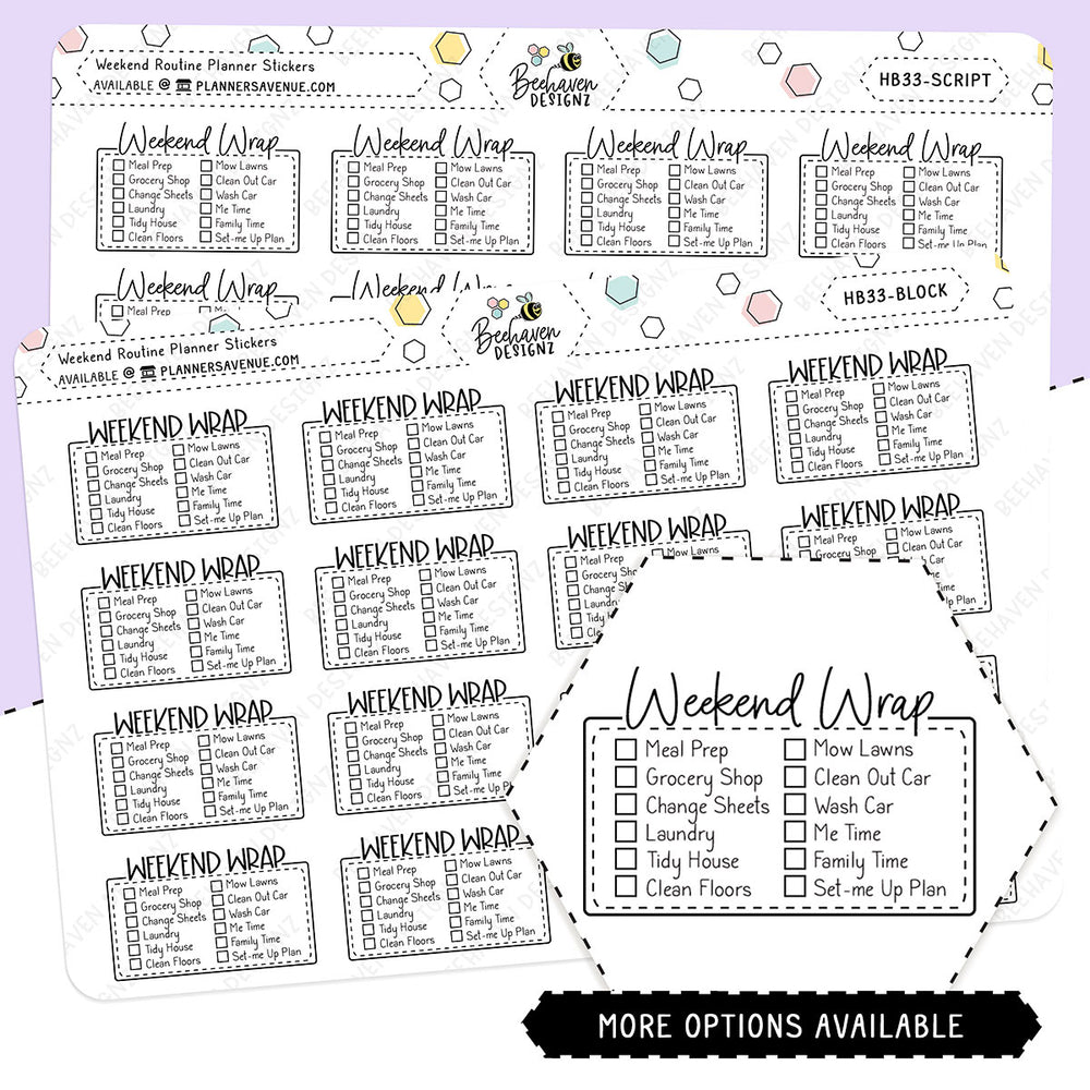 Weekend Routine Script Box Planner Stickers