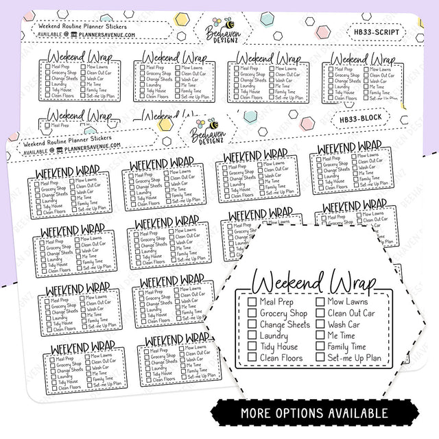 Weekend Routine Script Box Planner Stickers