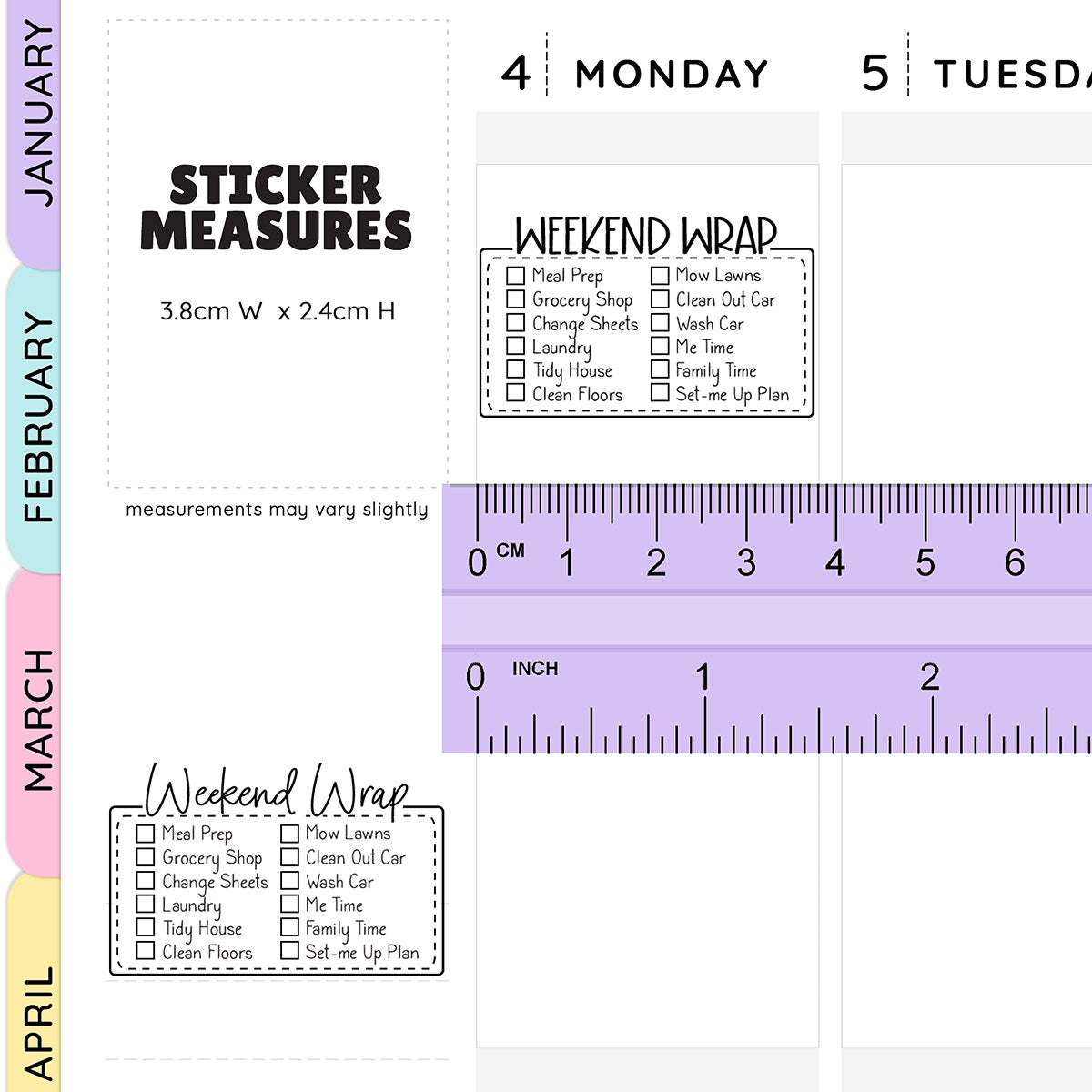 PM Routine Script Stickers Perfect for Any Planner White or Clear