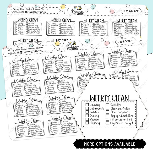 Weekly Cleaning Script Box Planner Stickers