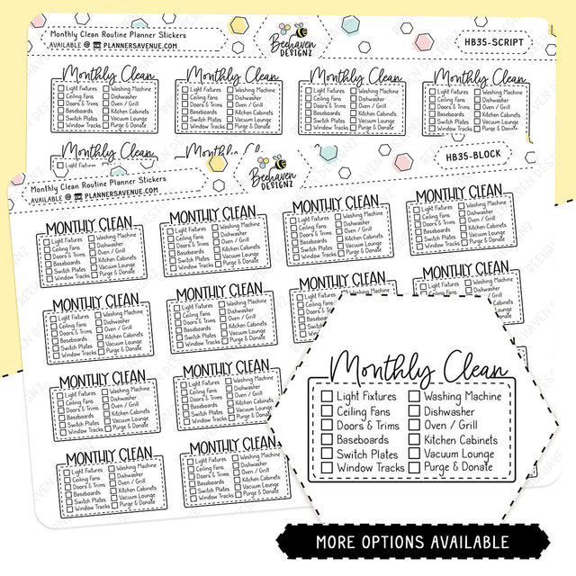 Monthly Cleaning Script Box Planner Stickers