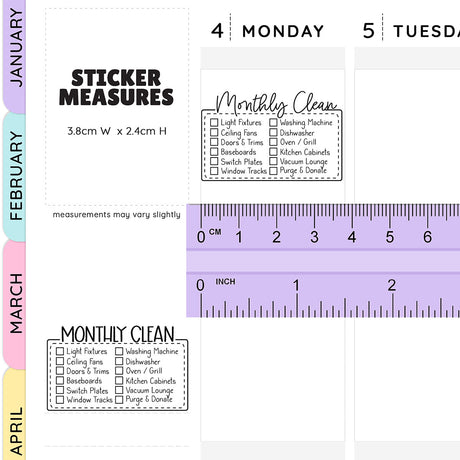 Monthly Cleaning Script Box Planner Stickers