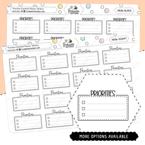 Priorities Planner Stickers Script Box