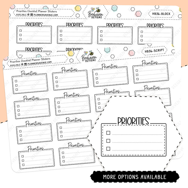 Priorities Planner Stickers Script Box