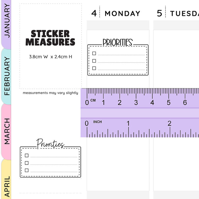 Priorities Script Planner Stickers 