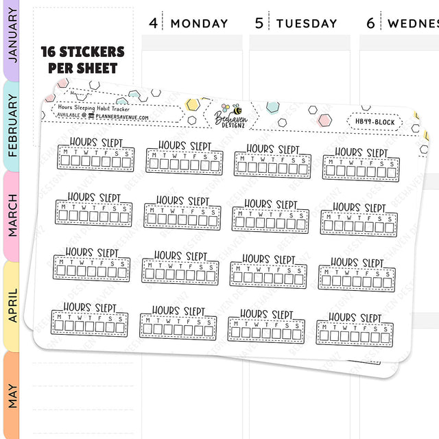 Hours Slept Habit Tracker Planner Stickers