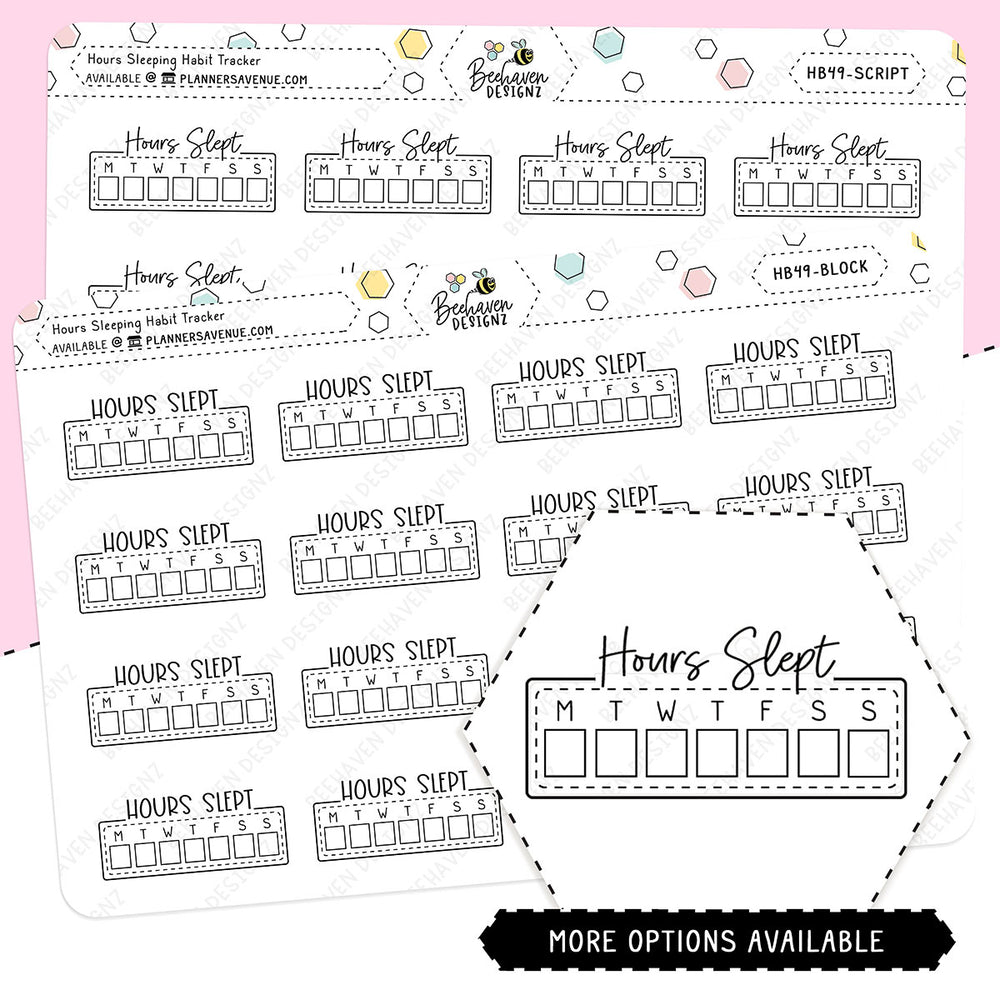 Hours Slept Habit Tracker Planner Stickers
