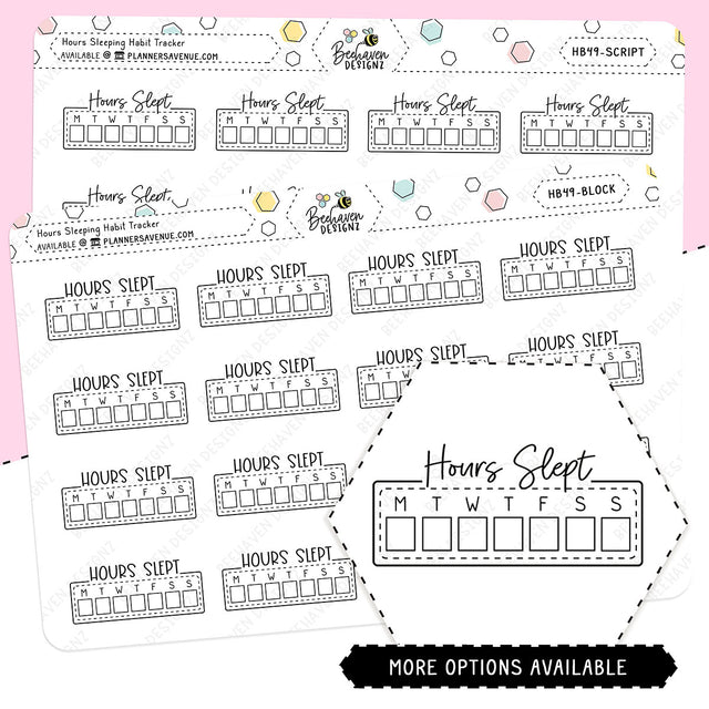 Hours Slept Habit Tracker Planner Stickers