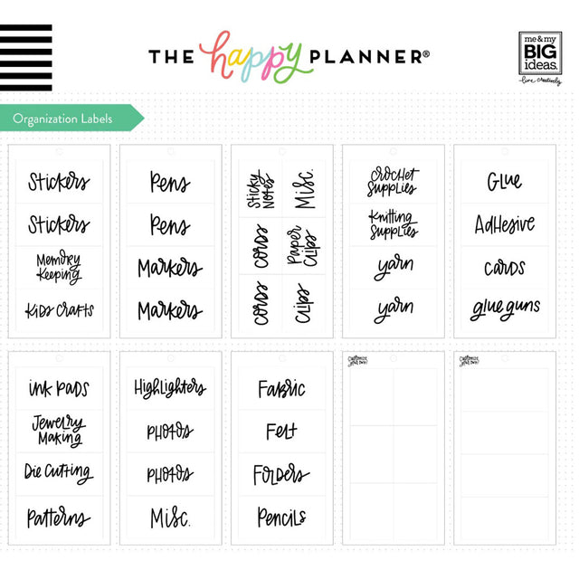 Happy Planner Organisation Labels