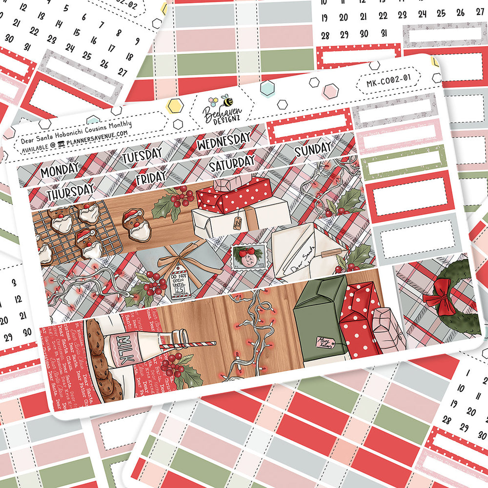 Dear Santa Hobonichi Cousins Monthly Sticker Kit