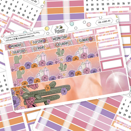Crystal Cactus Hobonichi Cousins Monthly Sticker Kit
