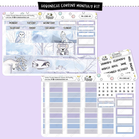 Winter Animals Hobonichi Cousins Monthly Sticker Kit