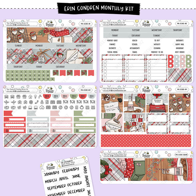 Dear Santa Erin Condren Monthly Sticker Kit