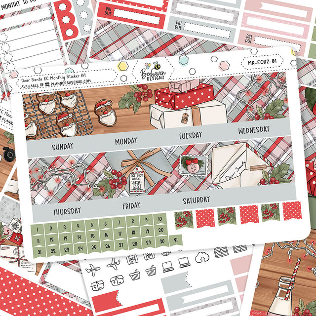 Dear Santa Erin Condren Monthly Sticker Kit