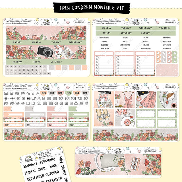 Love Song Erin Condren Monthly Sticker Kit