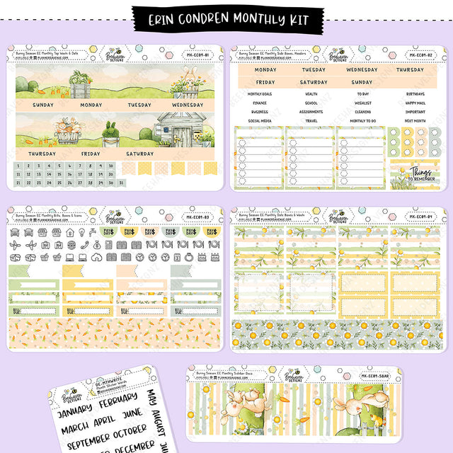 Bunny Season Erin Condren Monthly Sticker Kit