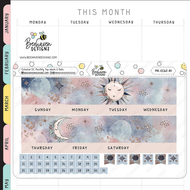 Celestial Erin Condren Monthly Sticker Kit