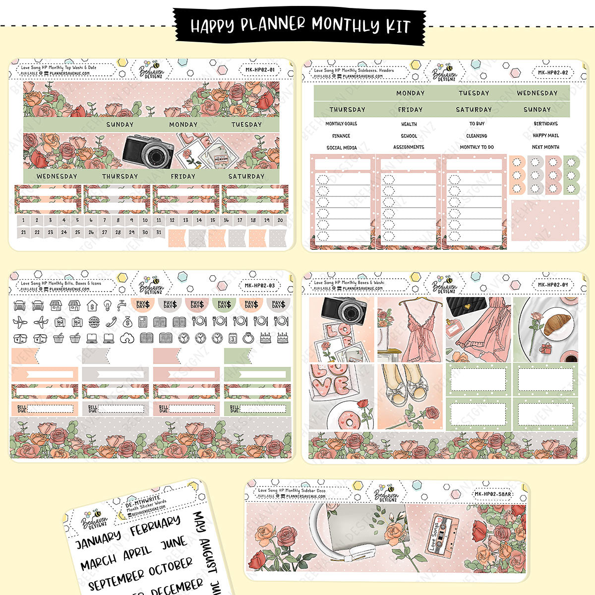 Love Song Happy Planner Monthly Kit