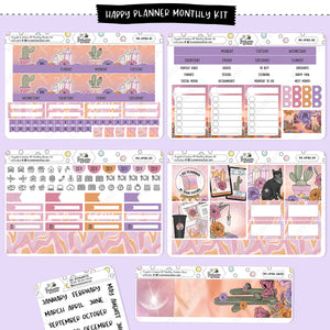 Crystal Cactus Happy Planner Monthly Sticker Kit
