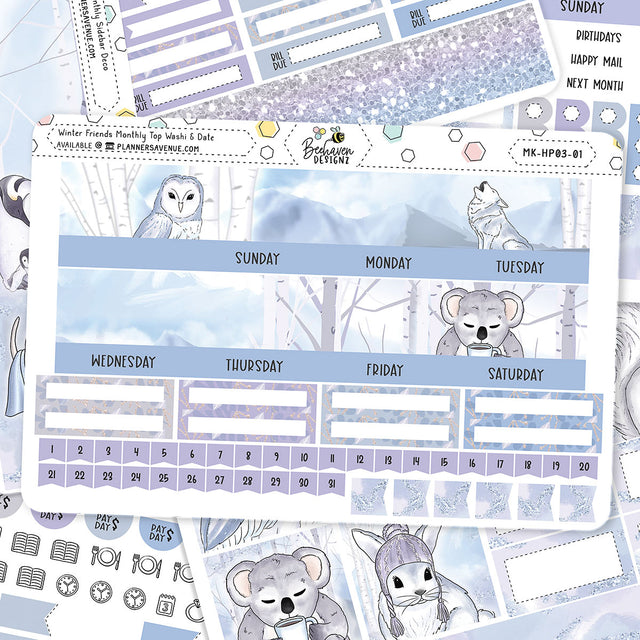 Winter Friends Happy Planner Monthly Sticker Kit