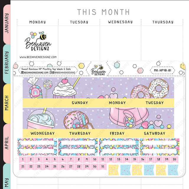 Sweet Rainbow Erin Condren Monthly Sticker Kit