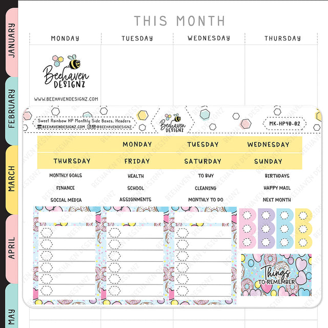 Sweet Rainbow Erin Condren Monthly Sticker Kit