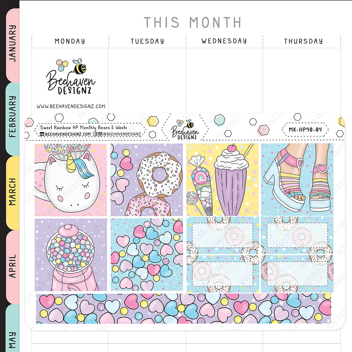 Sweet Rainbow Happy Planner Monthly Kit