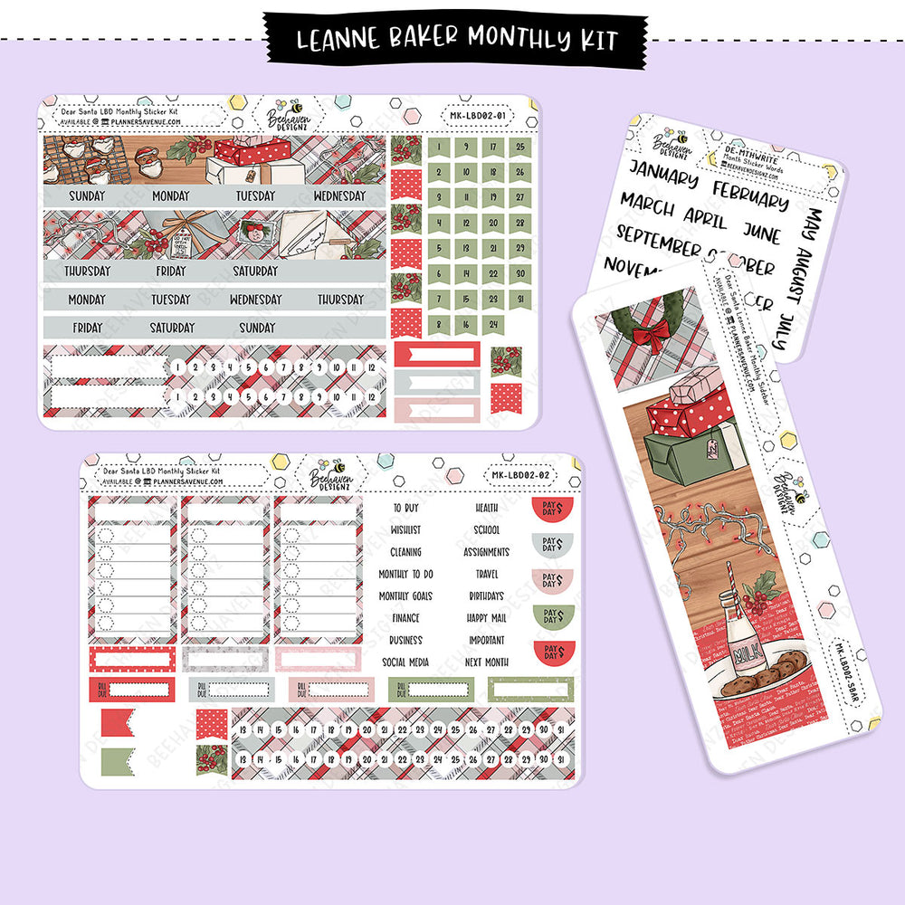 Dear Santa Leanne Baker Monthly Sticker Kit