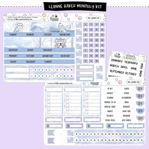 Winter Animals Leanne Baker Planner Monthly Sticker Kit