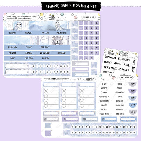 Winter Animals Leanne Baker Planner Monthly Sticker Kit
