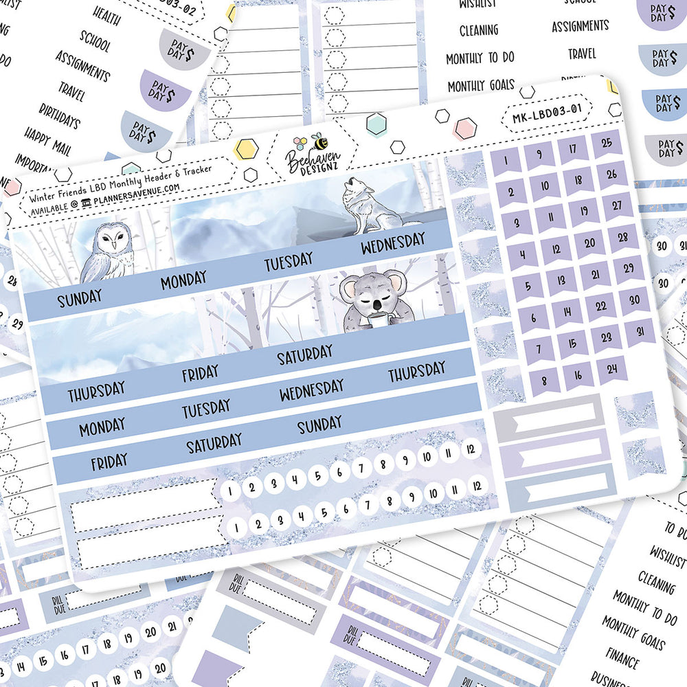 Winter Friends Leanne Baker Monthly Sticker Kit