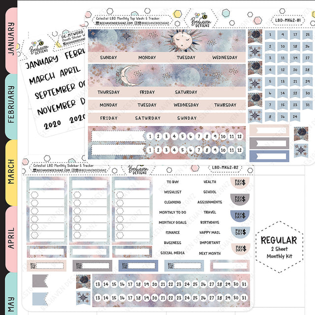 Celestial LBD Monthly Sticker Kit