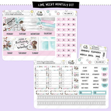 Winters Here Lime Weekly Planner Monthly Page Sticker Kit