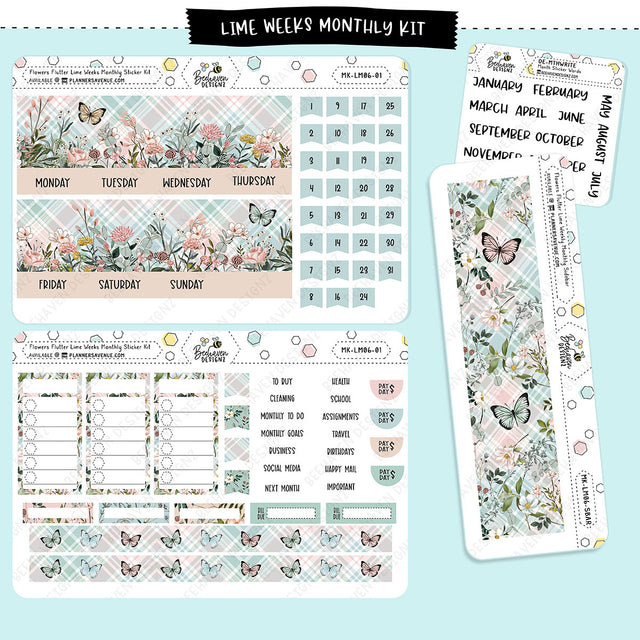 Flowers Flutter Lime Monthly Sticker Kit