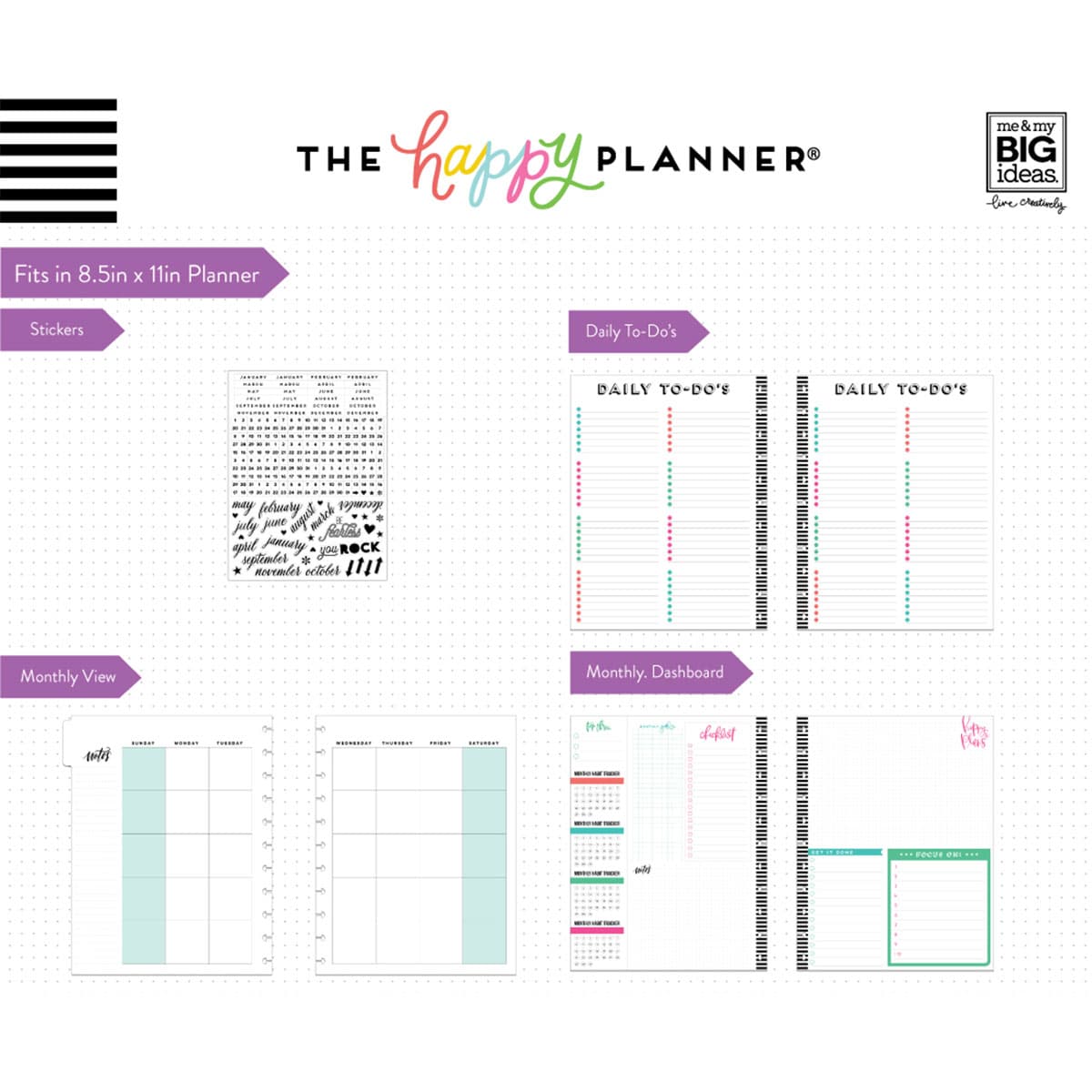Happy Planner Big Monthly Extension Pack - Undated 6-Months