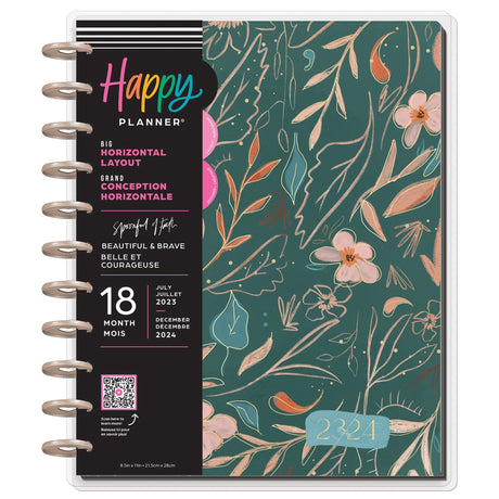 Happy Planner Beautiful Brave BIG HORIZONTAL- 18 Month Jul 2023 to Dec 2024 - Spoonful of Faith