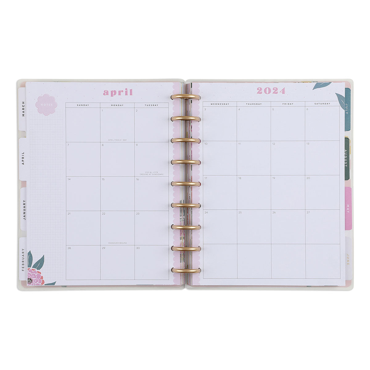 Happy Planner Fresh Bouquet CLASSIC DASHBOARD - 18 Month monthly page