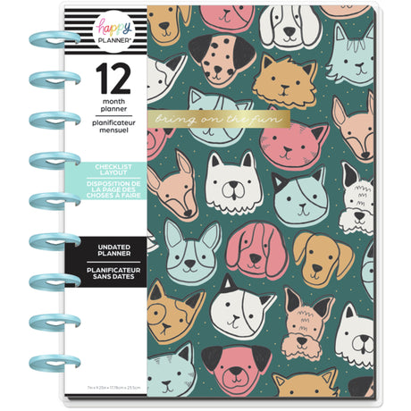 Happy Planner Classic Playful Pets Checklist 12-Months Undated