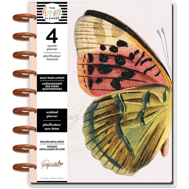 Happy Planner Classic Papillion Butterfly Daily Planner Deluxe | Undated 4-Months