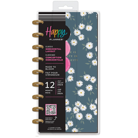 Happy Planner Made to Bloom SKINNY CLASSIC HORIZONTAL - 12 Month Jul 2023 to Jun 2024
