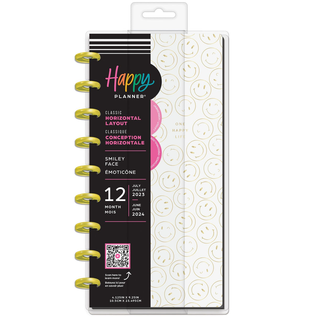 Happy Planner Smiley Face SKINNY CLASSIC HORIZONTAL - 12 Month Jul 2023 to Jun 2024